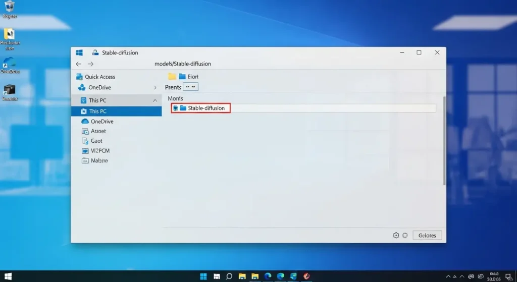 Stable Diffusionのモデルファイルを保存するフォルダパスの画面