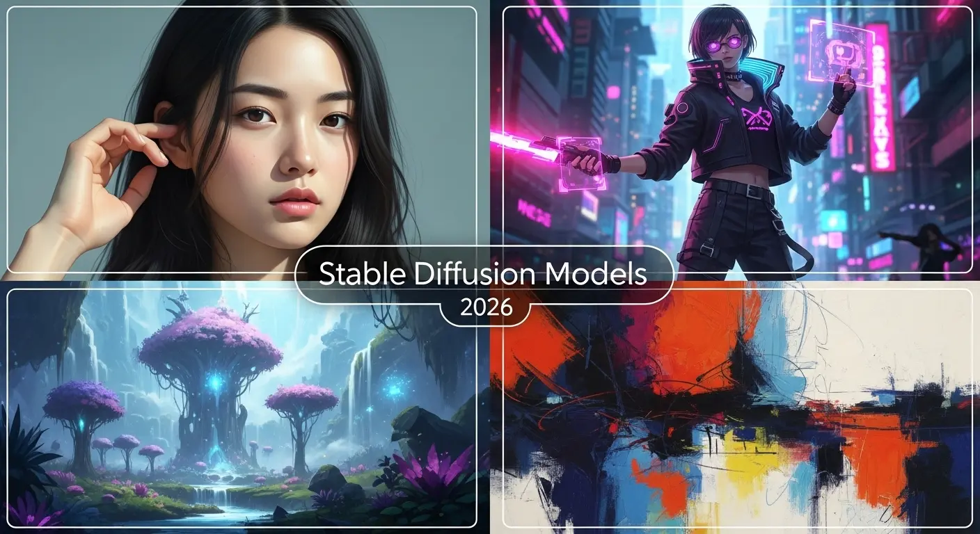 Stable Diffusionで生成された実写、アニメ、風景画の比較コラージュ画像