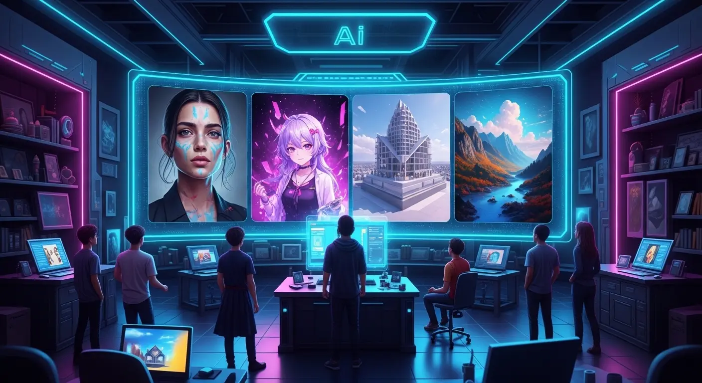 Stable Diffusionの多様なモデルスタイルを展示するデジタルスタジオ