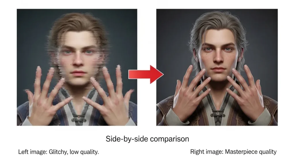 ネガティブプロンプトの使用有無による画質の違い