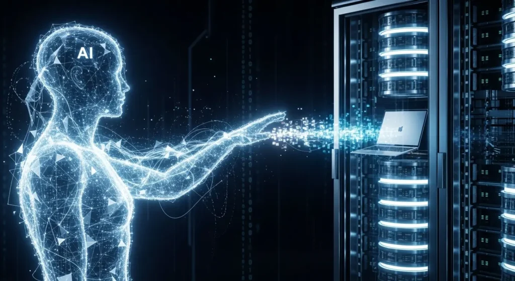 外部データと連携して正確な描写を行う次世代AIのコンセプト図