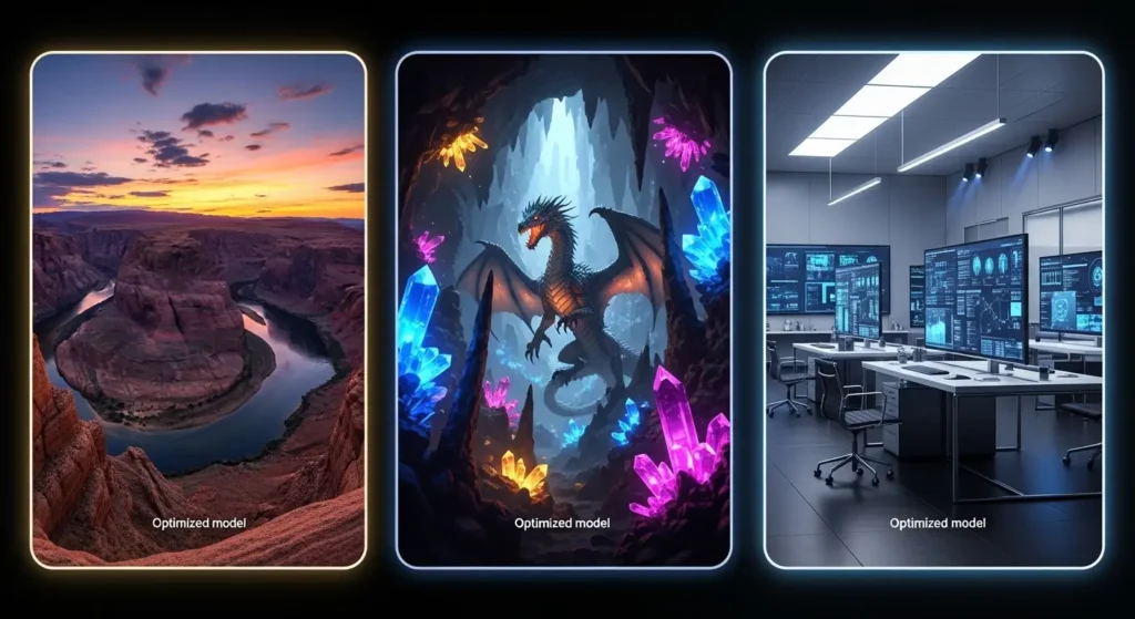 風景、ファンタジー、ビジネスシーンなど多様なモデルの仕上がり比較.