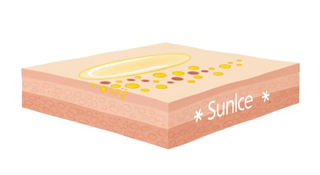 時間の経過とともに低下する日焼け止めの効果を示す図解