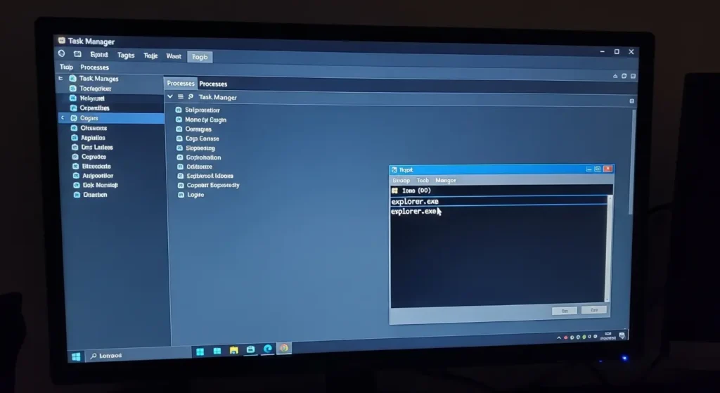 タスクマネージャーからエクスプローラーを再起動する手順