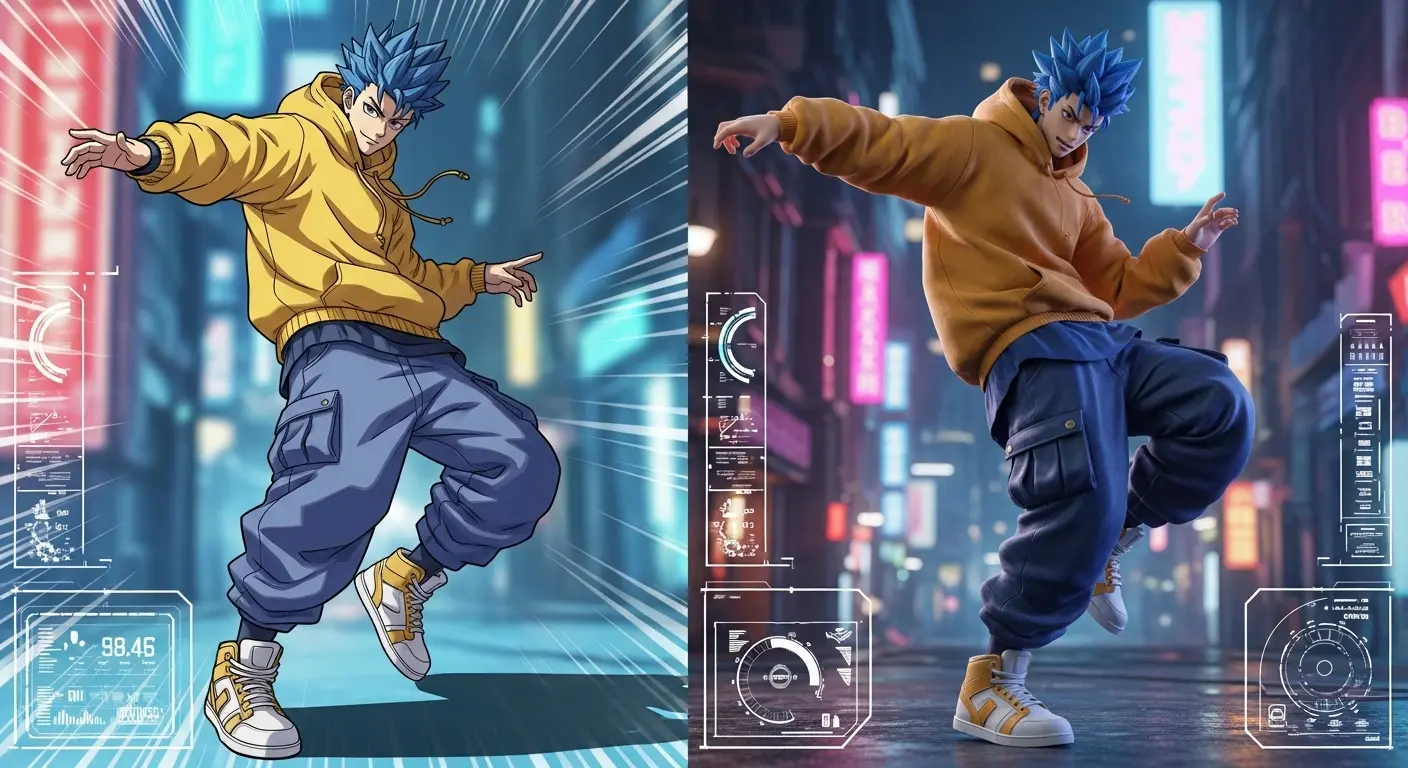 Viggle AIを使用して静止画からダンス動画を生成するイメージ図