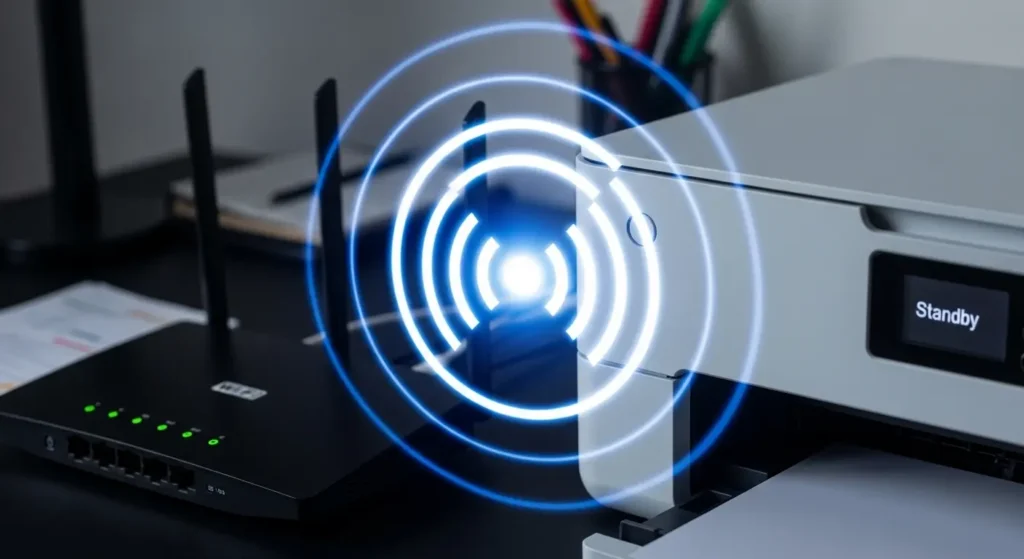 Wi-Fiルーターとプリンターの接続確認イメージ