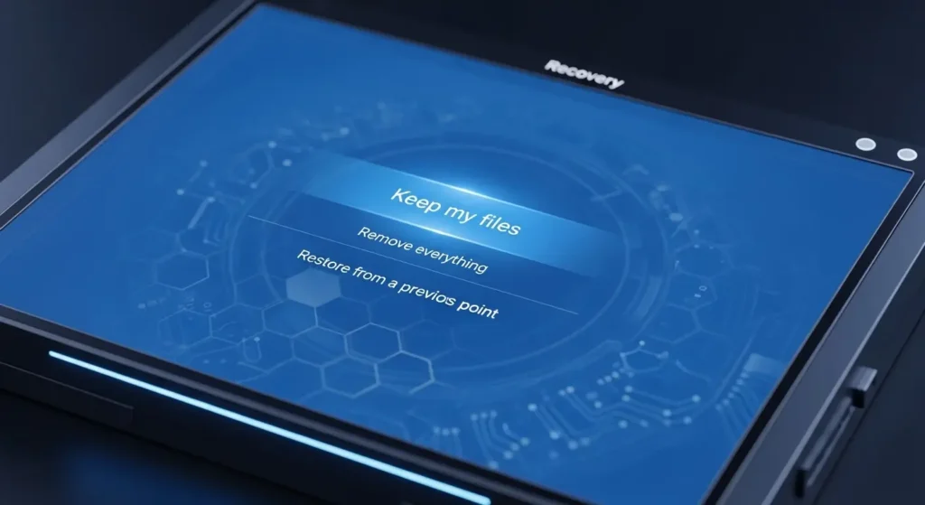 個人用ファイルを保持してWindows 11を初期化する選択画面