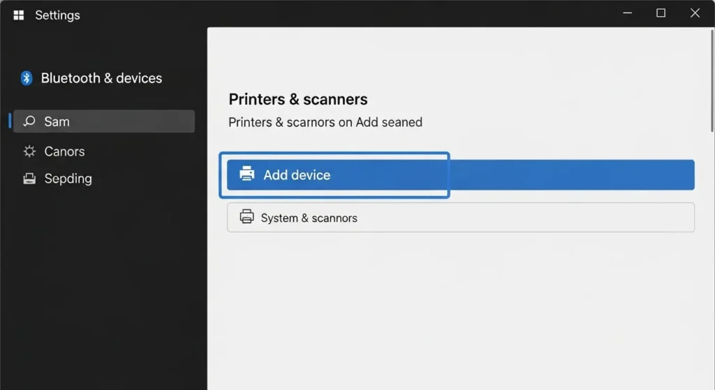 Windows 11の設定画面でプリンターを追加する手順のスクリーンショット
