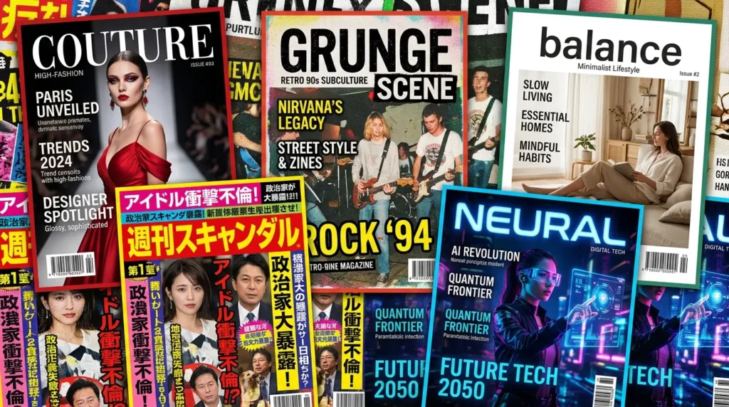 ChatGPTで生成可能な様々な雑誌風スタイルの例
