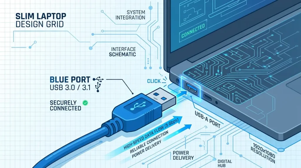 高速な外付けSSDをノートパソコンのUSB 3.0ポートに直結してデータ転送を行う様子