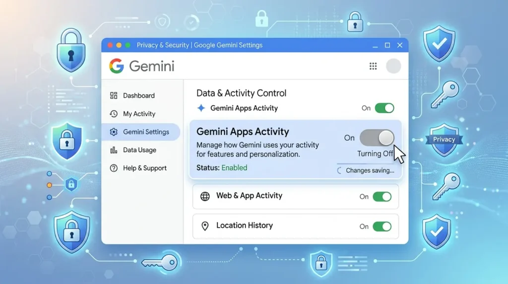 Geminiのアクティビティ保存をオフにする設定操作画面