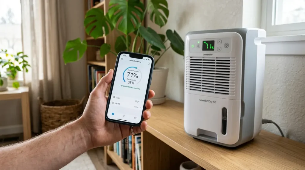 スマホアプリで操作される最新の除湿機。