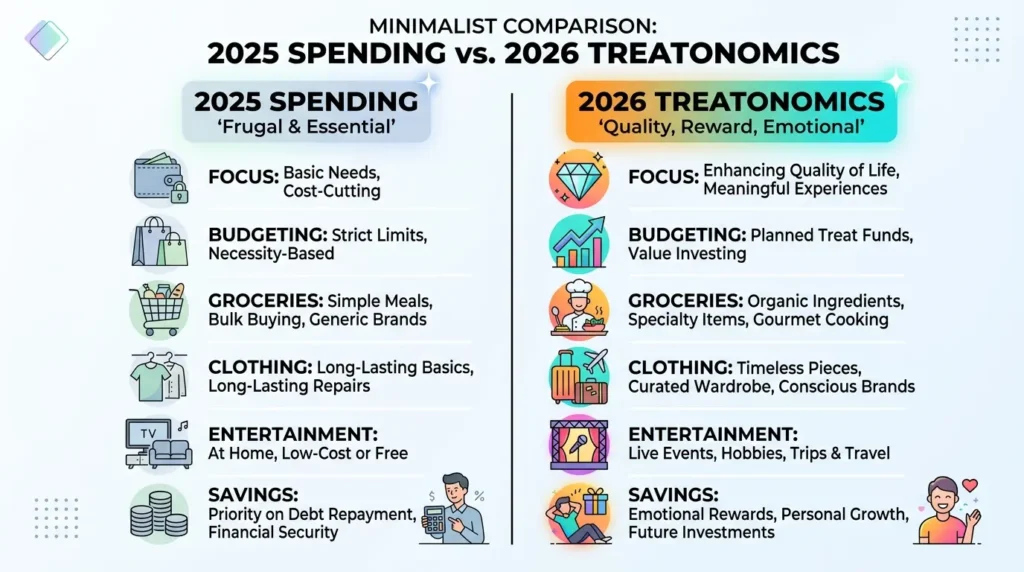 2025年の節約志向と2026年のトリートノミクスの消費スタイルの比較