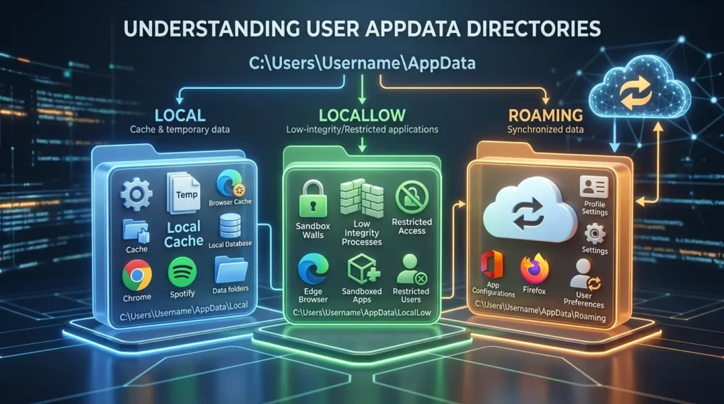 AppData内にあるLocalとRoamingフォルダの違いを比較した解説図