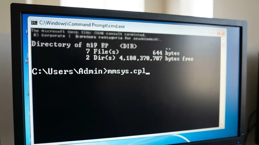 ファイル名を指定して実行の入力ボックスにmmsys.cplのコマンドを打ち込んだ状態