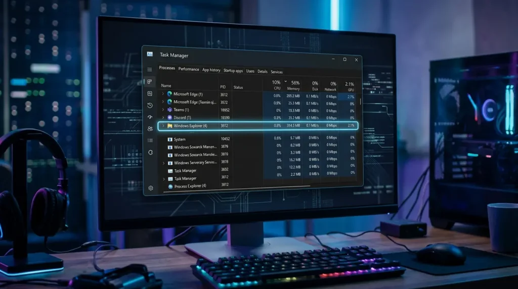 タスクマネージャー画面からエクスプローラーを安全に再起動（Windows11 エクスプローラー 再起動 方法）する手順