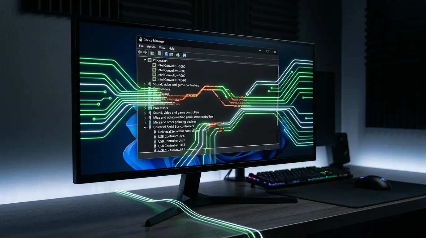 Windows 11のデバイスマネージャー画面でオーディオドライバーのアンインストールを行う操作イメージ