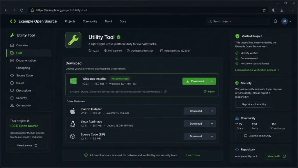 Webブラウザの画面でOBS Studioの公式サイトを開きウイルス感染リスクのない安全なWindows用ダウンロードボタンを確認する操作