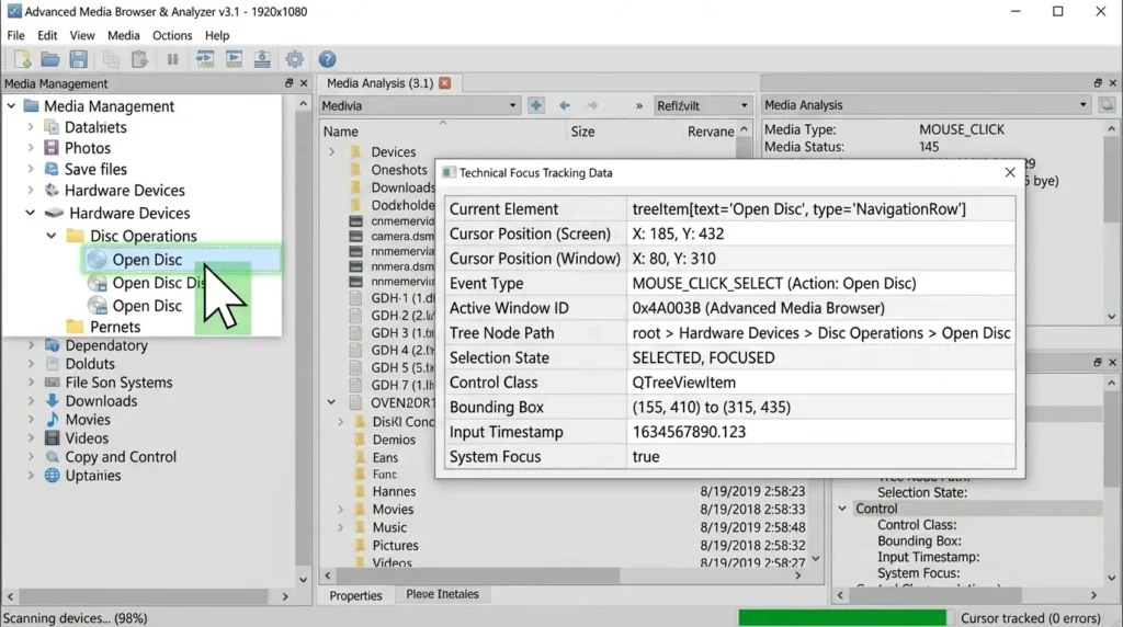 VLCメディアプレイヤーの上部メニューでメディアからディスクを開くを選択する操作