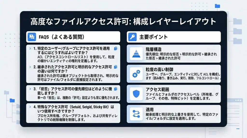 パソコンのファイル管理やシステム修復手順に関するよくある質問のインフォグラフィック画面