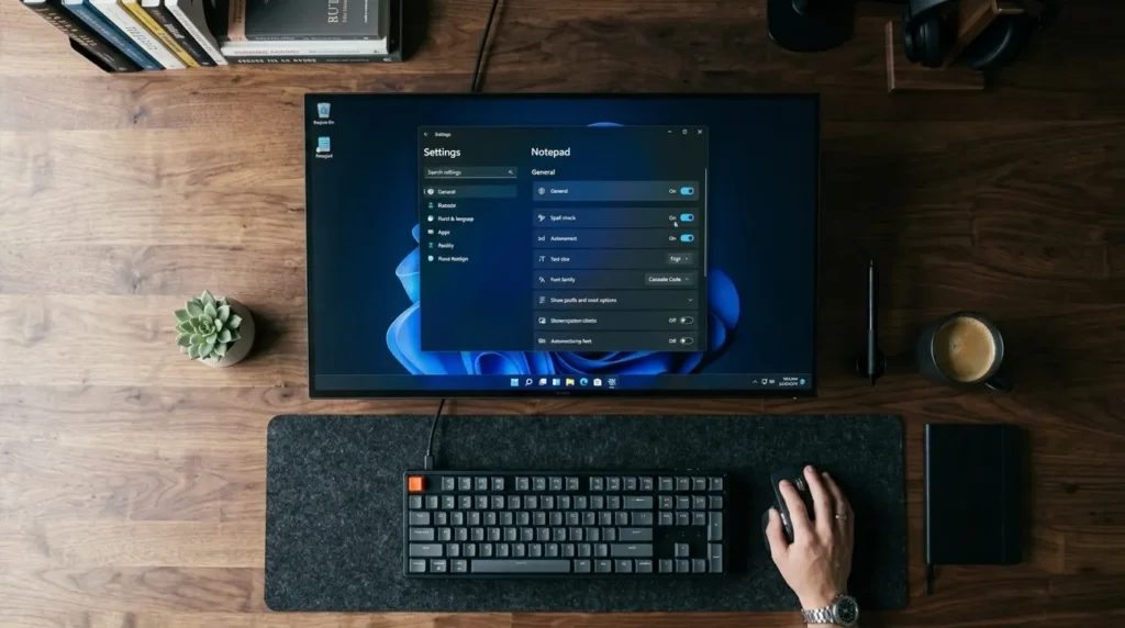 Windows 11のメモ帳アプリの設定画面で起動時の動作メニューをカスタマイズする操作