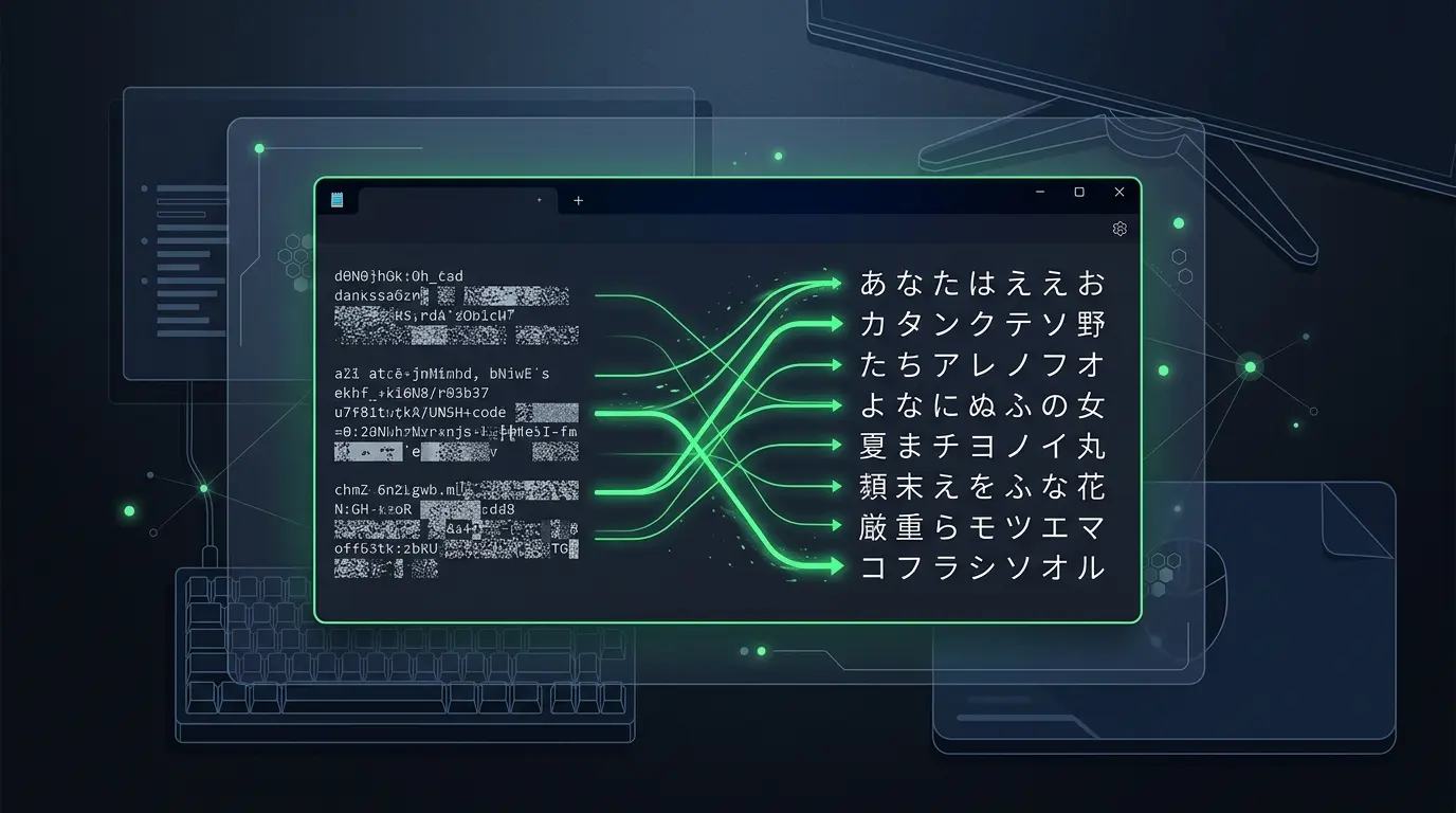 Windows 11の最新のメモ帳アプリ画面で文字化けしたテキストファイルの文字コードを切り替える操作手順