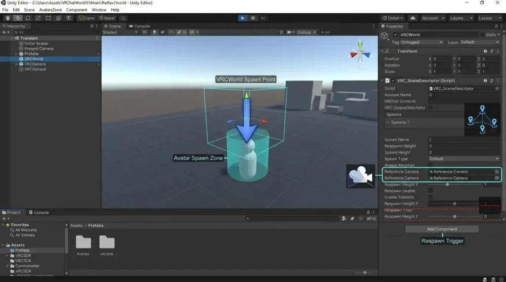 VRChatワールドの出現地点を設定するVRCWorldプレハブ