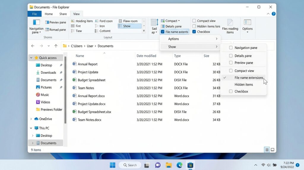 Windows11のエクスプローラーでファイル名拡張子の表示を有効にする設定
