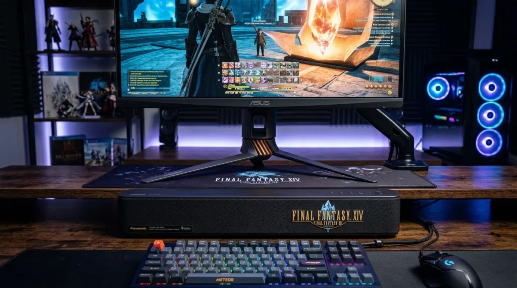 ゲームモニターの下にジャストフィットするPanasonic SC-HTB01