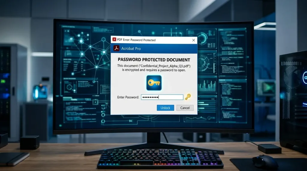 暗号化されたパスワード保護PDFの結合エラー解除画面