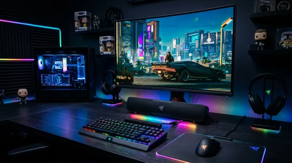 底面がRGBライティングで鮮やかに光るRazer Leviathan V2 X