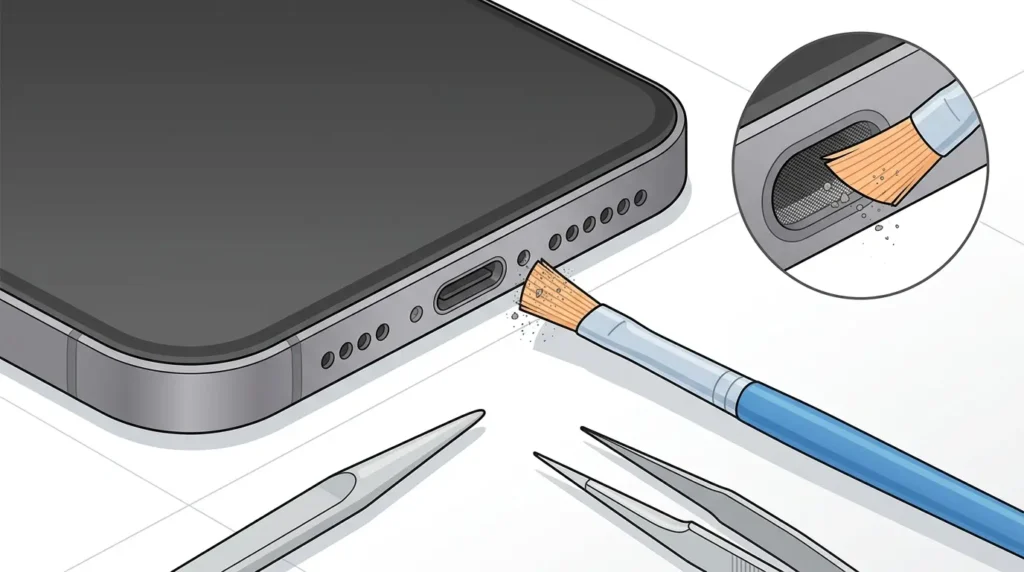 スマホのマイク部分の不具合チェックイメージ