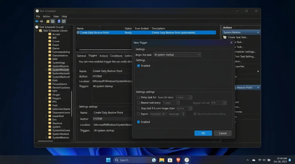 Windows 11の回復環境(青い画面)からシステムの復元を選択している様子