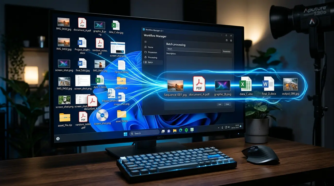 Windows 11で複数のファイル名が一括変更されて綺麗に連番で並んでいる様子