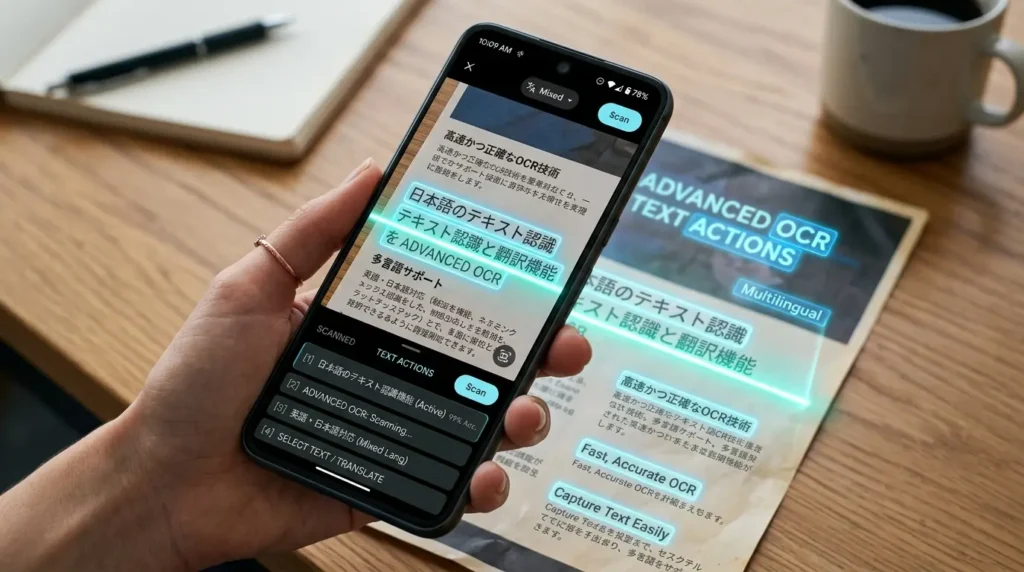 Snipping Toolのテキストアクション機能で画像内の文字を読み取ってコピーしている画面