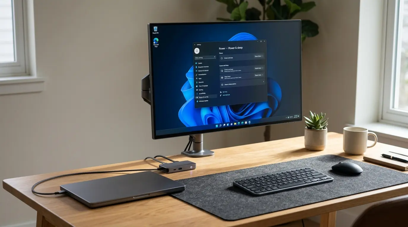 Windows 11の電源とバッテリー設定画面でスリープ移行時間を変更している様子